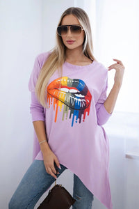 Blouse oversize with print 9006 / – Purple цвет / color | Lexline Fashion