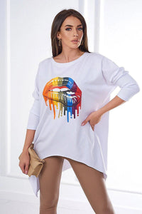 Blouse oversize with print 9006 / – White цвет / color | Lexline Fashion