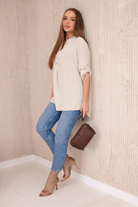 Blouse with a longer back 11817 / – Beige цвет / color | Lexline Fashion