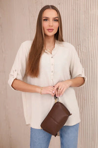 Blouse with a longer back 11817 / – Beige цвет / color | Lexline Fashion