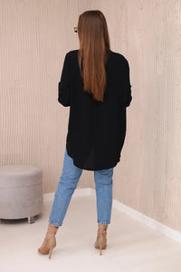 Blouse with a longer back 11817 / – Black цвет / color | Lexline Fashion