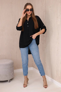 Blouse with a longer back 11817 / – Black цвет / color | Lexline Fashion