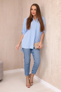 Blouse with a longer back 11817 / – Blue цвет / color | Lexline Fashion