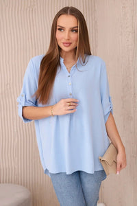 Blouse with a longer back 11817 / – Blue цвет / color | Lexline Fashion