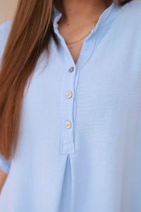Blouse with a longer back 11817 / – Blue цвет / color | Lexline Fashion