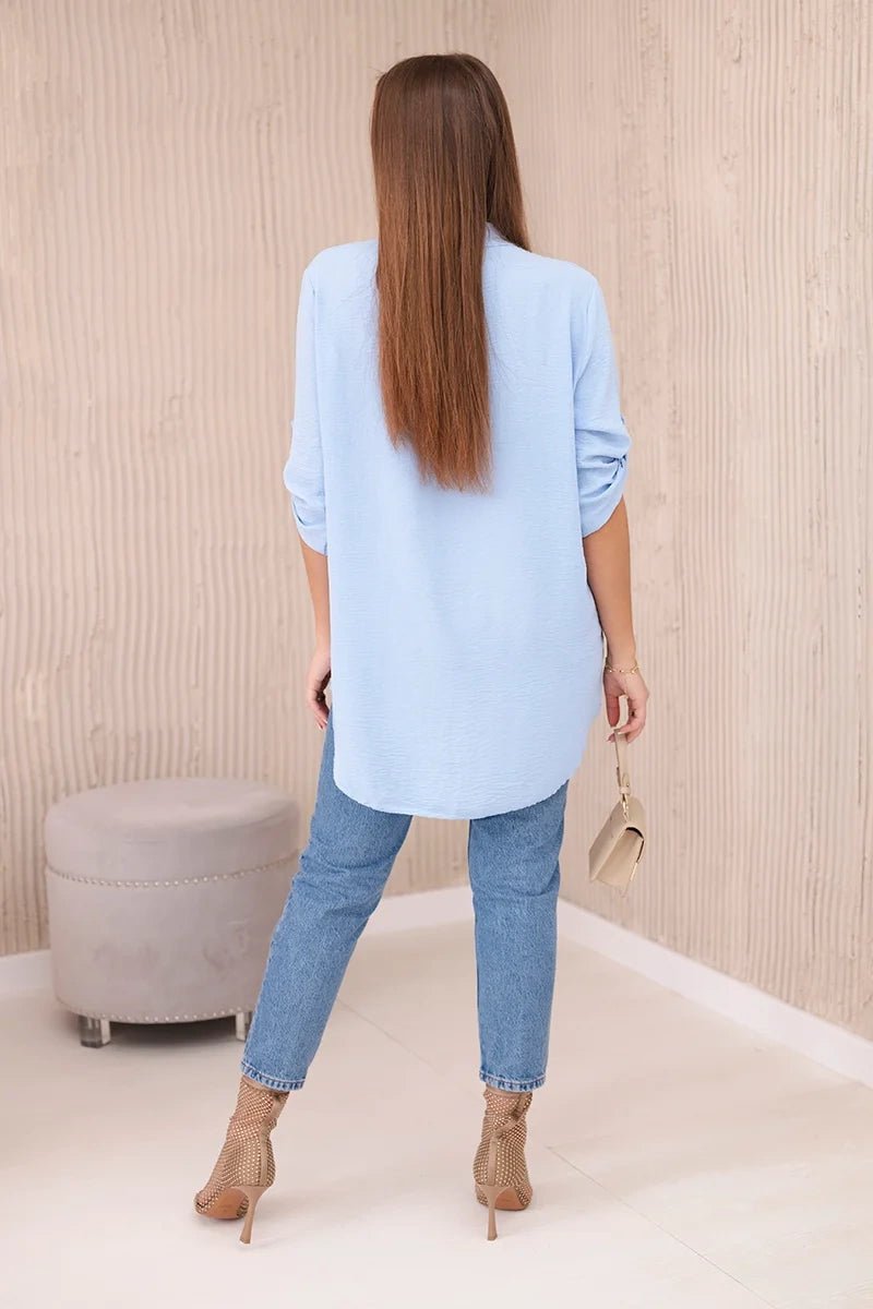 Blouse with a longer back 11817 / – Blue цвет / color | Lexline Fashion