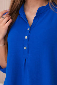 Blouse with a longer back 11817 / – Blue cornflower цвет / color | Lexline Fashion