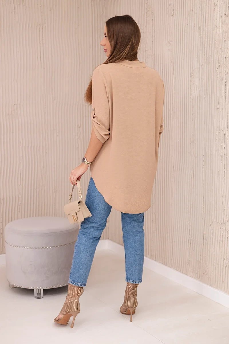 Blouse with a longer back 11817 / – Camel цвет / color | Lexline Fashion