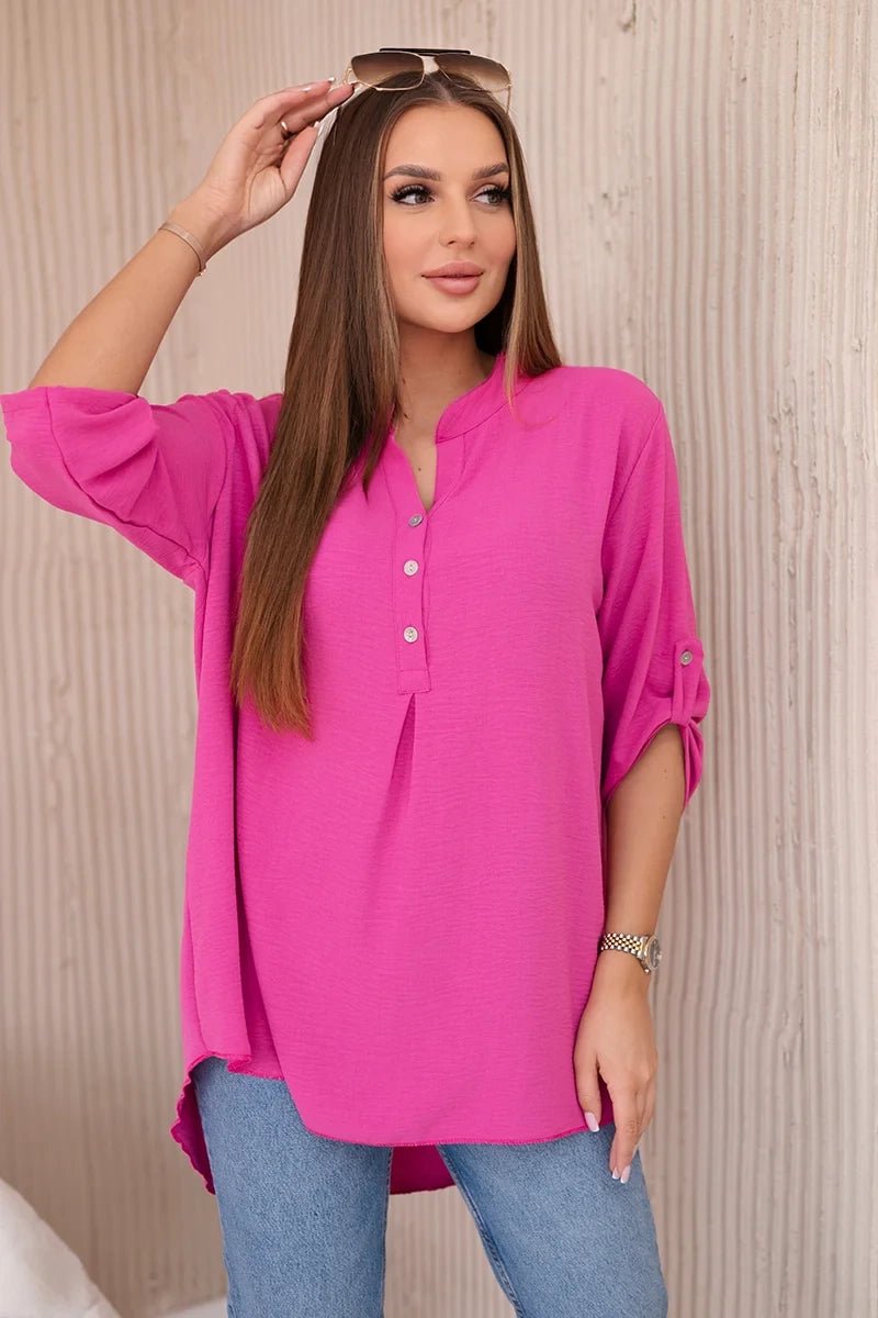 Blouse with a longer back 11817 / – Fuchsia цвет / color | Lexline Fashion
