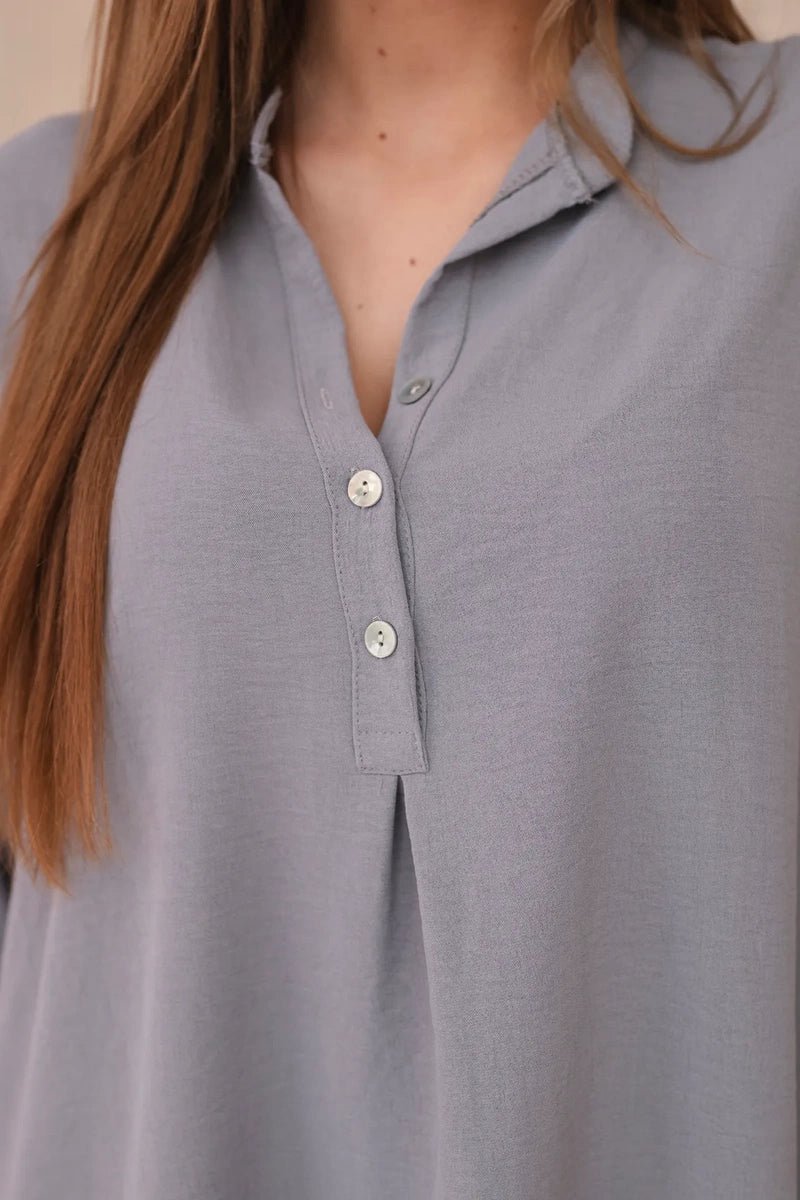 Blouse with a longer back 11817 / – Gray цвет / color | Lexline Fashion