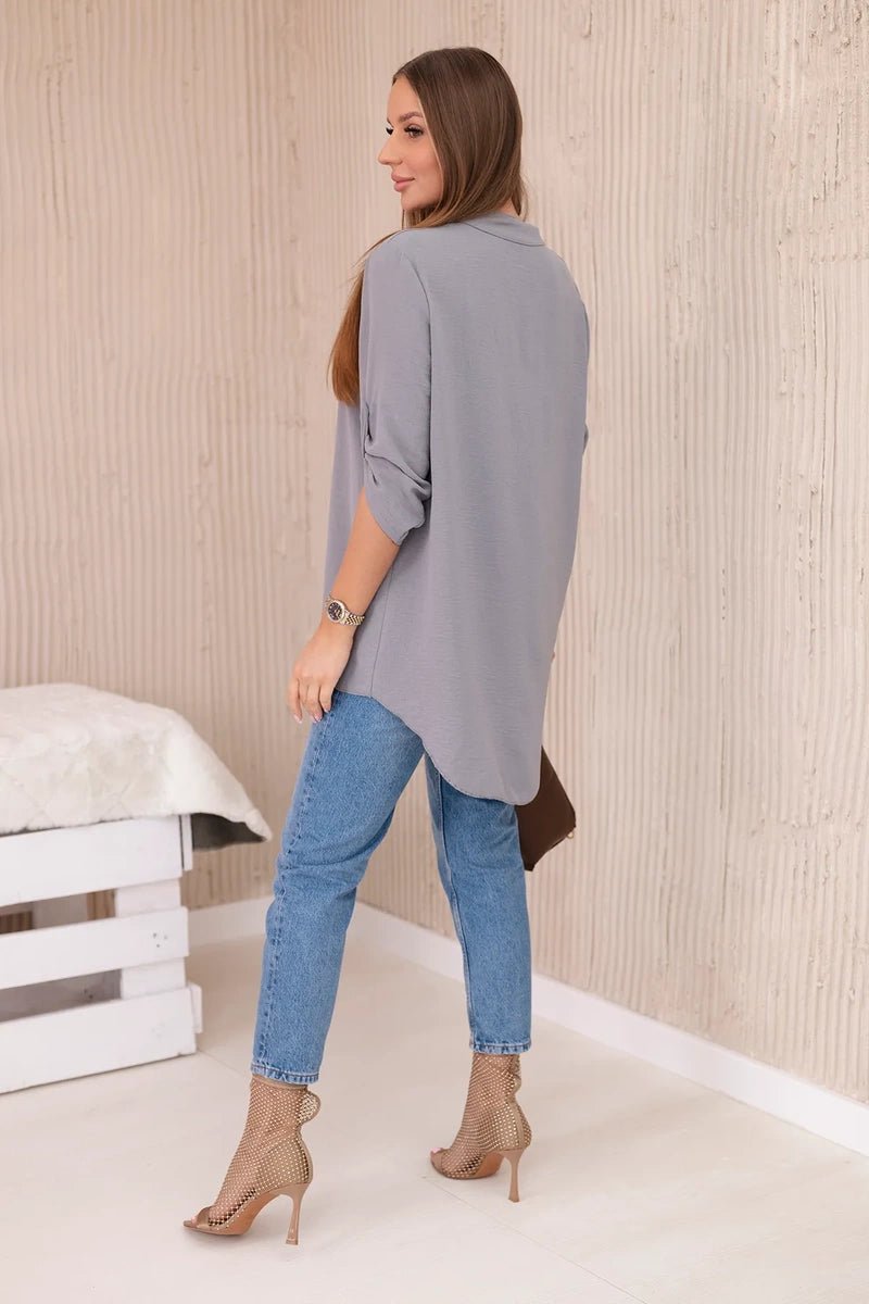 Blouse with a longer back 11817 / – Gray цвет / color | Lexline Fashion