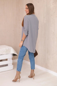 Blouse with a longer back 11817 / – Gray цвет / color | Lexline Fashion