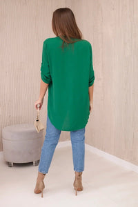 Blouse with a longer back 11817 / – Green цвет / color | Lexline Fashion