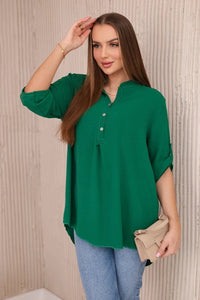Blouse with a longer back 11817 / – Green цвет / color | Lexline Fashion