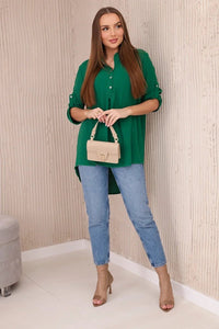 Blouse with a longer back 11817 / – Green цвет / color | Lexline Fashion