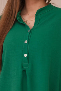 Blouse with a longer back 11817 / – Green цвет / color | Lexline Fashion