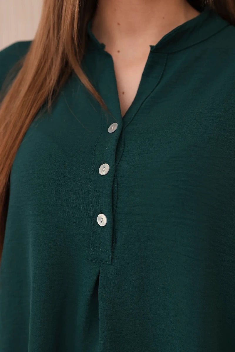 Blouse with a longer back 11817 / – Green || Dark цвет / color | Lexline Fashion