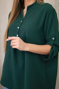 Blouse with a longer back 11817 / – Khaki цвет / color | Lexline Fashion