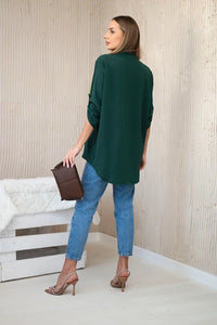 Blouse with a longer back 11817 / – Khaki цвет / color | Lexline Fashion