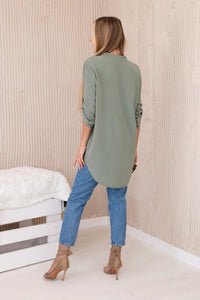 Blouse with a longer back 11817 / – Khaki || Light цвет / color | Lexline Fashion