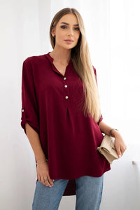 Blouse with a longer back 11817 / – Maroon цвет / color | Lexline Fashion