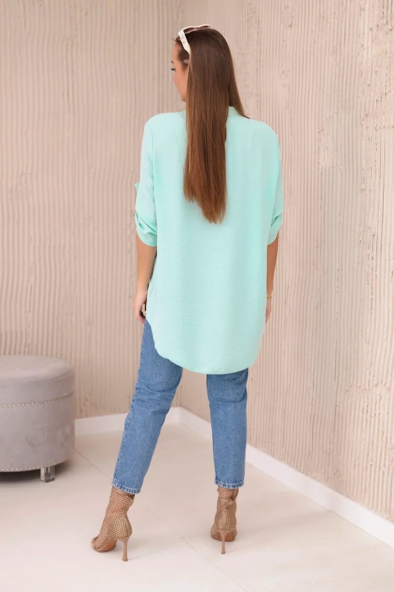 Blouse with a longer back 11817 / – Mint цвет / color | Lexline Fashion