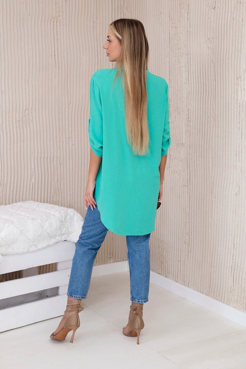 Blouse with a longer back 11817 / – Mint || Dark цвет / color | Lexline Fashion