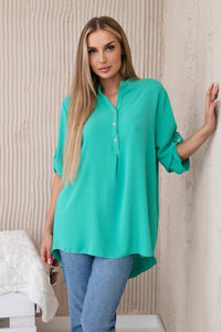 Blouse with a longer back 11817 / – Mint || Dark цвет / color | Lexline Fashion