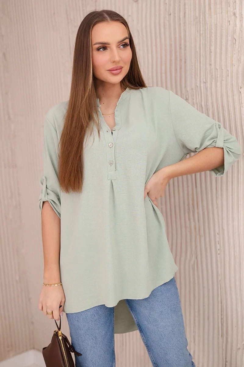 Blouse with a longer back 11817 / – Mint || Light цвет / color | Lexline Fashion