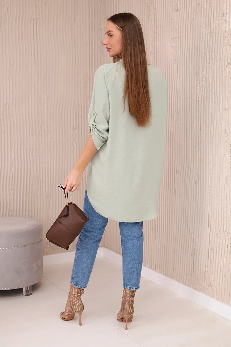 Blouse with a longer back 11817 / – Mint || Light цвет / color | Lexline Fashion