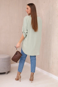 Blouse with a longer back 11817 / – Mint || Light цвет / color | Lexline Fashion