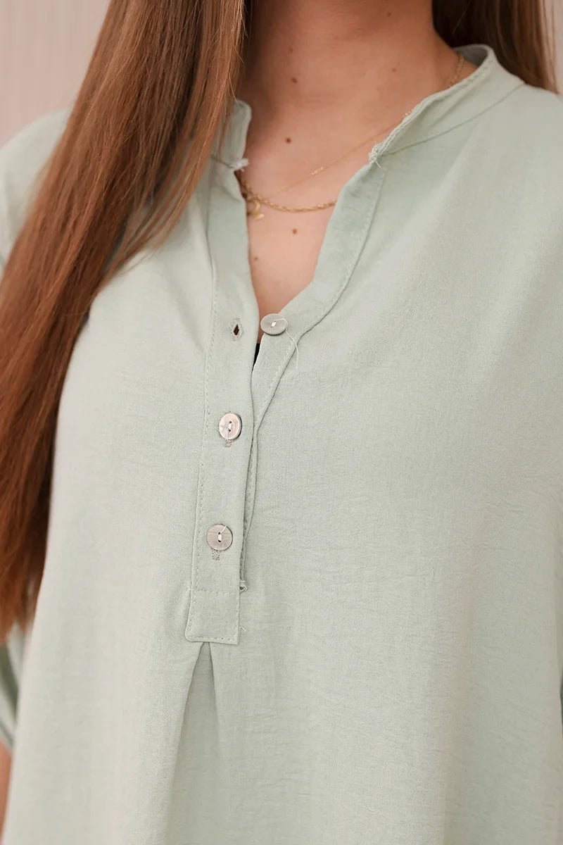 Blouse with a longer back 11817 / – Mint || Light цвет / color | Lexline Fashion