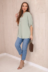 Blouse with a longer back 11817 / – Mint || Light цвет / color | Lexline Fashion