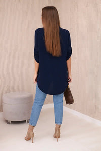 Blouse with a longer back 11817 / – Navy blue цвет / color | Lexline Fashion