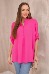 Blouse with a longer back 11817 / – Pink цвет / color | Lexline Fashion