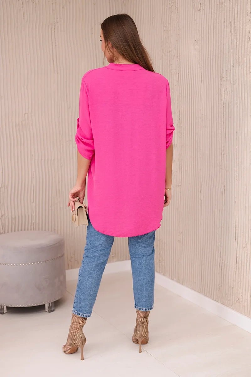 Blouse with a longer back 11817 / – Pink цвет / color | Lexline Fashion