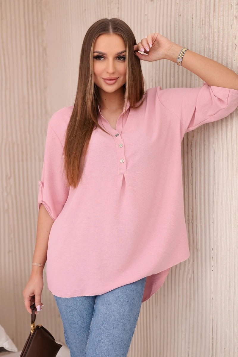 Blouse with a longer back 11817 / – Powder цвет / color | Lexline Fashion