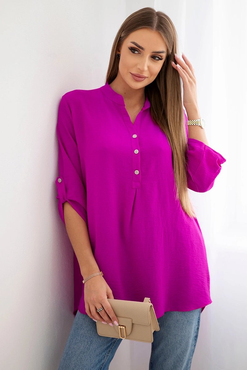 Blouse with a longer back 11817 / – Purple цвет / color | Lexline Fashion