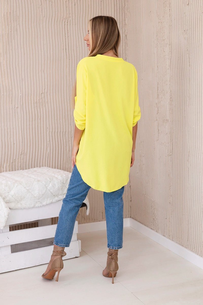 Blouse with a longer back 11817 / – Yellow цвет / color | Lexline Fashion