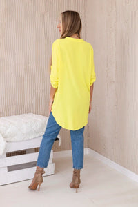 Blouse with a longer back 11817 / – Yellow цвет / color | Lexline Fashion