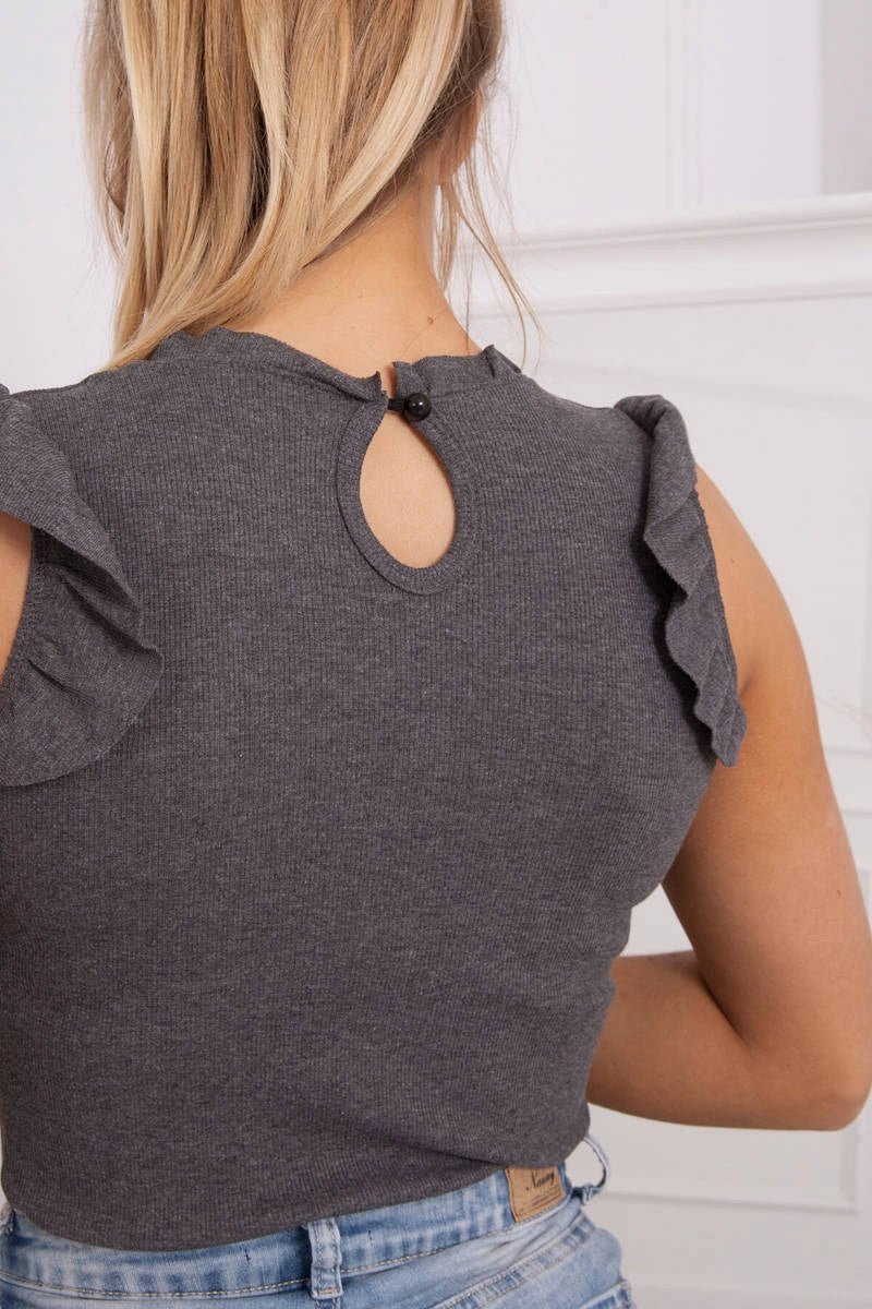 Blouse with frills 9092 / – Graphite цвет / color | Lexline Fashion