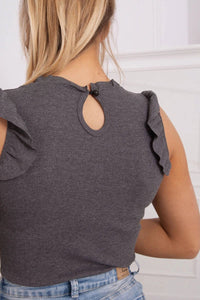 Blouse with frills 9092 / – Graphite цвет / color | Lexline Fashion