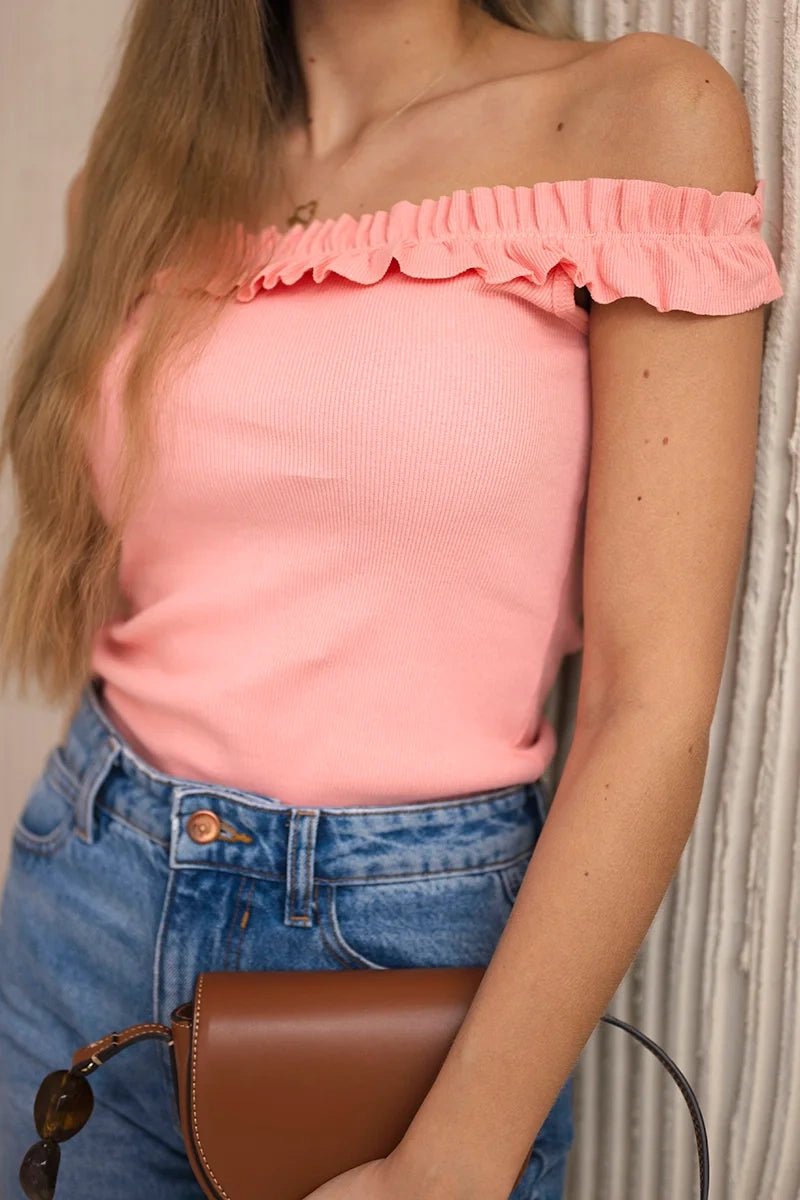Blouse with frills 9096 / – Apricot цвет / color | Lexline Fashion