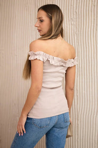 Blouse with frills 9096 / – Beige цвет / color | Lexline Fashion