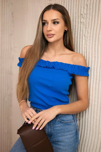 Blouse with frills 9096 / – Blue cornflower цвет / color | Lexline Fashion