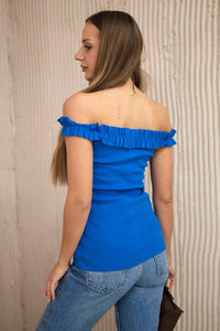 Blouse with frills 9096 / – Blue cornflower цвет / color | Lexline Fashion