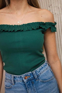 Blouse with frills 9096 / – Green цвет / color | Lexline Fashion