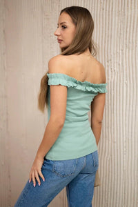 Blouse with frills 9096 / – Mint || Dark цвет / color | Lexline Fashion