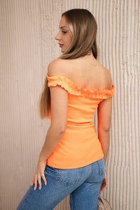 Blouse with frills 9096 / – Orange || Neon цвет / color | Lexline Fashion
