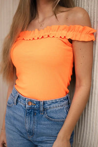 Blouse with frills 9096 / – Orange || Neon цвет / color | Lexline Fashion